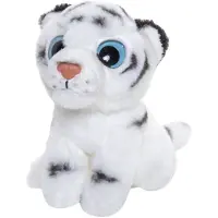 Nature Planet Knuffeldier Tijger - wit - pluche stof - 13 cm - dieren cadeau - Knuffeldier