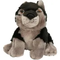 Nature Planet Zwarte wolven knuffels 18 cm knuffeldieren - Knuffel bosdieren