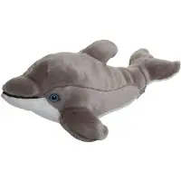 Nature Planet Pluche Dolfijn knuffel - 40 cm - Dieren speelgoed knuffels - grijs - Dolfijnen - Knuffel zeedieren