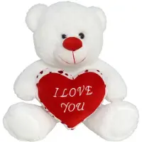 Gerim Pluche knuffelbeer met wit/rood Love hartje 30 cm - Knuffelberen