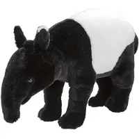 Nature Planet pluche zwart/witte tapir knuffel - 26 cm - Dieren - Knuffeldier