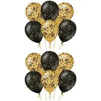 Paper Dreams 12x stuks luxe Abraham/50 jaar feest ballonnen - zwart/goud - latex - ca 30 cm - Ballonnen