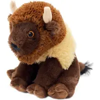 Nature Planet Knuffeldier Bizon - zachte pluche stof - bruin - kwaliteit knuffels - 18 cm - Knuffeldier