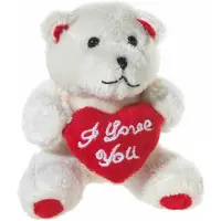 Heunec Mini beige knuffel beertje + I love you hartje van 10 cm - Knuffelberen