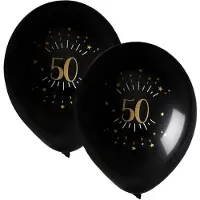 SANTEX verjaardag leeftijd ballonnen 50 jaar - 16x stuks - zwart/goud - 23 cm - Abraham/Sarah - Ballonnen