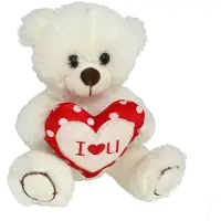 Gerimport Pluche knuffelbeer met I Love hartje - wit/rood - 20 cm - Knuffelberen