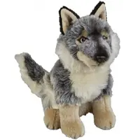 Ravensden Grijze wolf/wolven knuffel 28 cm knuffeldieren - Knuffel bosdieren