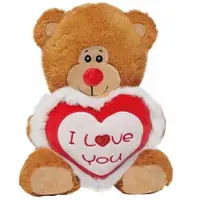 Jonotoys Jono Toys Pluche knuffelbeer/teddybeer met I love you hartje - bruin - 30 cm - Knuffelberen