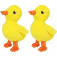 Sandy Knuffeldier Eenden kuiken - 2x - zachte pluche stof - dieren knuffels - geel - 24 cm - Vogel knuffels