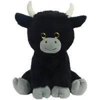 Sandy Knuffeldier Stier/koe Herman - zachte pluche stof - dieren knuffels - zwart - 24 cm - Knuffel boederijdieren