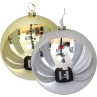 Gerimport Grote decoratie kerstballen - 2x st - zilver en goud - D20 cm - kunststof - kerstversiering