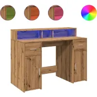 vidaXL Bureau met LED-verlichting 120x55x91 cm hout artisanaal eiken
