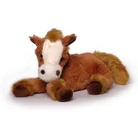 Imware Inware Pluche paard knuffel - liggend - bruin - polyester - 30 cm - Knuffel boederijdieren