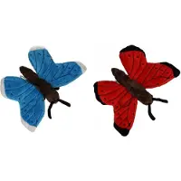 Merkloos Set van 2x stuks pluche vlinder knuffeldieren van 21 cm - Knuffeldier