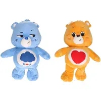 Merkloos Set van 2 Troetelbeertjes blauw en oranje 28 cm - Knuffelpop