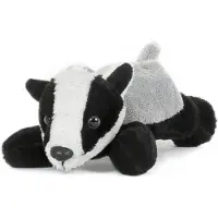 Merkloos Semo pluche knuffeldier Das - 13 cm - grijs/zwart - Bosdieren knuffels - Knuffel bosdieren