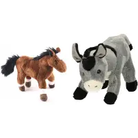 Merkloos Pluche knuffel boerderijdieren set Ezel en Paard van 20 cm - Knuffel boederijdieren
