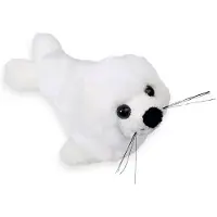 Imware Inware Pluche zeehond pup knuffel - liggend - wit - polyester - 18 cm - Knuffel zeedieren