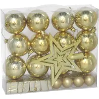 Gerimport Kerstballen en ornamenten - 29x - goud kunststof - Kerstbal
