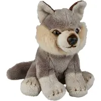 Ravensden Pluche knuffel dieren Wolf - grijs - 15 cm - Speelgoed wolven knuffelbeesten - Knuffeldier