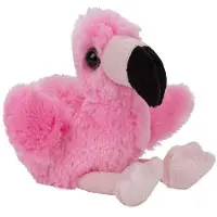 Nature Planet pluche knuffeldier Flamingo - roze - 13 cm - cadeau - tropische vogels - Vogel knuffels