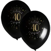 SANTEX verjaardag leeftijd ballonnen 40 jaar - 16x stuks - zwart/goud - 23 cm - Feestartikelen - Ballonnen
