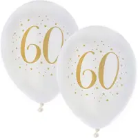 SANTEX verjaardag leeftijd ballonnen 60 jaar - 16x stuks - wit/goud - 23 cm - Feestartikelen - Ballonnen