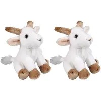 Ravensden Geitje pluche knuffeldier - 2x - boerderij - wit - 15 cm - Knuffel boederijdieren