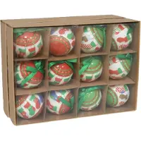 Gerimport Gedecoreerde kerstballen - 24x stuks - 7,5 cm - rood/groen/wit - kunststof