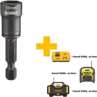 DeWalt DT7466-QZ - Zelfreinigende magnetische dopsleutel - 10 mm - Slagvast - 1/4" Hex aansluiting