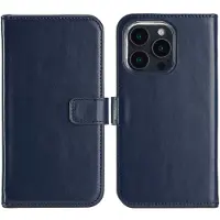 Selencia Echt Leren Bookcase voor de Apple iPhone 16 Pro Max - Blauw