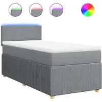 vidaXL Boxspringbed met matras, lichtgrijs, 90x190 cm, gestoffeerd