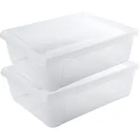 Hega hogar 2x Voorraad/vershoudbakjes laag 2,5 liter transparant