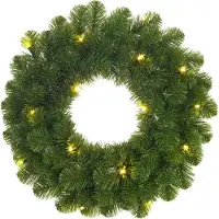 Mica Decorations Groene kerstkransen met verlichting 30 LED lampjes 60 cm - Kerstkransen