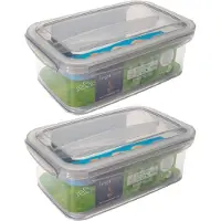 Hega hogar 3x Voorraad/vershoudbakjes met tray 1,9 ltr transparant/grijs plastic