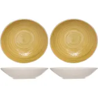 COSY&TRENDY Cosy & Trendy Diep bord Turbolino - 8x stuks - geel - 21 cm - aardewerk - pastabord - soepbord - servies - diepe borden