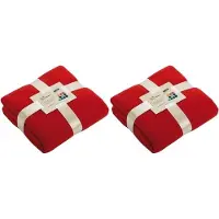 James & nicholson Fleece bankdeken/plaid - 2x - rood - 130 x 170 cm - 240 grams - pluisvrij - wasbaar