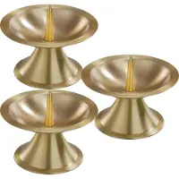 Trend Candles Luxe kaarsenhouder voor stompkaarsen - 3x - goud - metaal - voor kaarsen van 5-6 cm