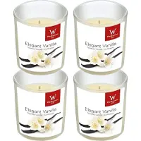 Trend Candles Geurkaars - 4x - in glas - Vanille aroma - 25 branduren - 7 x 8 cm - woondecoratie - kaarsen