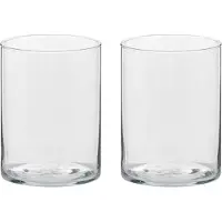 Trend Candles Theelichthouder - 2x - transparant - glas - hoog model - 5,5 x 6,5 cm - Glazen kaarsenhouders - Woondecoraties