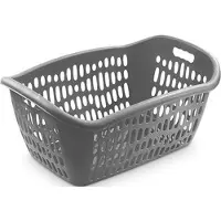 Hega hogar 3x Grijze wasmanden 75 liter 61 x 43 x 28 cm - Kunststof/plastic