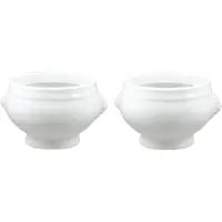 Cosy & Trendy Set van 6x stuks witte soepkommen leeuwkop van porselein 12 cm rond -