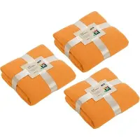 James & nicholson 3x Fleece dekens/plaids oranje 130 x 170 cm - Woondeken - Fleecedekens