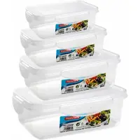 Forte Plastics Set van 10x stuks rechthoekige diepvries vershoudbakjes met stevige deksel in 4x verschillende forma - Vershoudbakjes