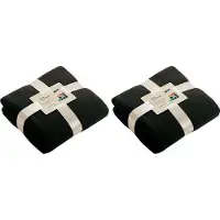 James & nicholson 2x Fleece dekens/plaids zwart 130 x 170 cm - Woondeken - Fleecedekens