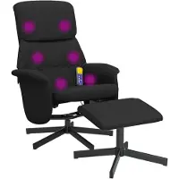 vidaXL Massagestoel verstelbaar met voetenbank stof zwart