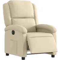 vidaXL Fauteuil verstelbaar elektrisch stof crèmekleurig