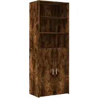 vidaXL Hoge kast 70x42,5x185 cm bewerkt hout gerookt eikenkleurig