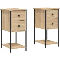 vidaXL Nachtkastjes 2 st 32x42x70 cm bewerkt hout sonoma eikenkleurig