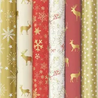 Benza Wintercharm cadeaupapier - Kerstpapier inpakpapier voor kerst - 200 x 70 cm - 5 rollen